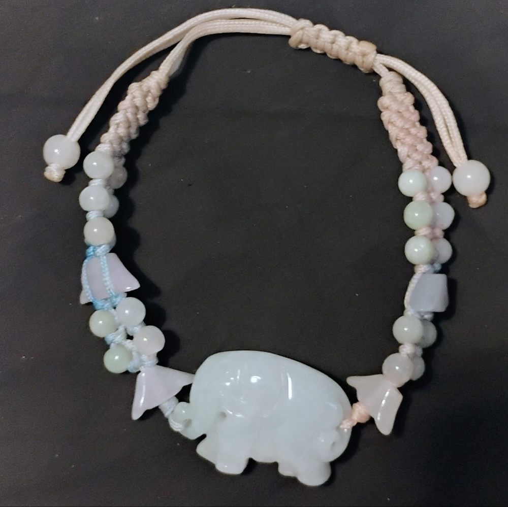 Handcrafted Vintage Jade Bracelet With Adjustable Cord